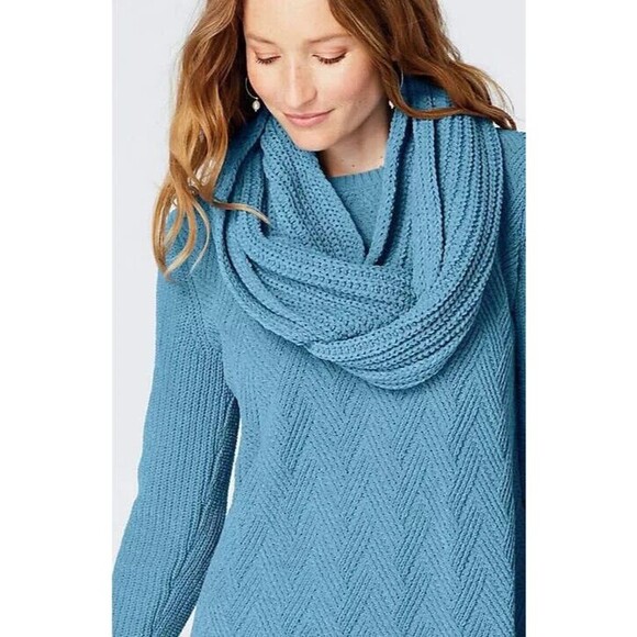 J Jill Red Knit Infinity Scarf Ribbed Chenille-True Red Crochet Loop Scarf - Picture 8 of 8